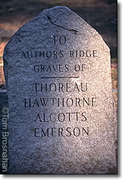 Stone marker for Authors Ridge, Sleephy Hollow Cemetery, Concord MA