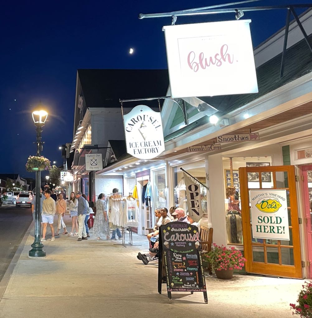 Circuit Avenue at night, Martha's Vineyard.