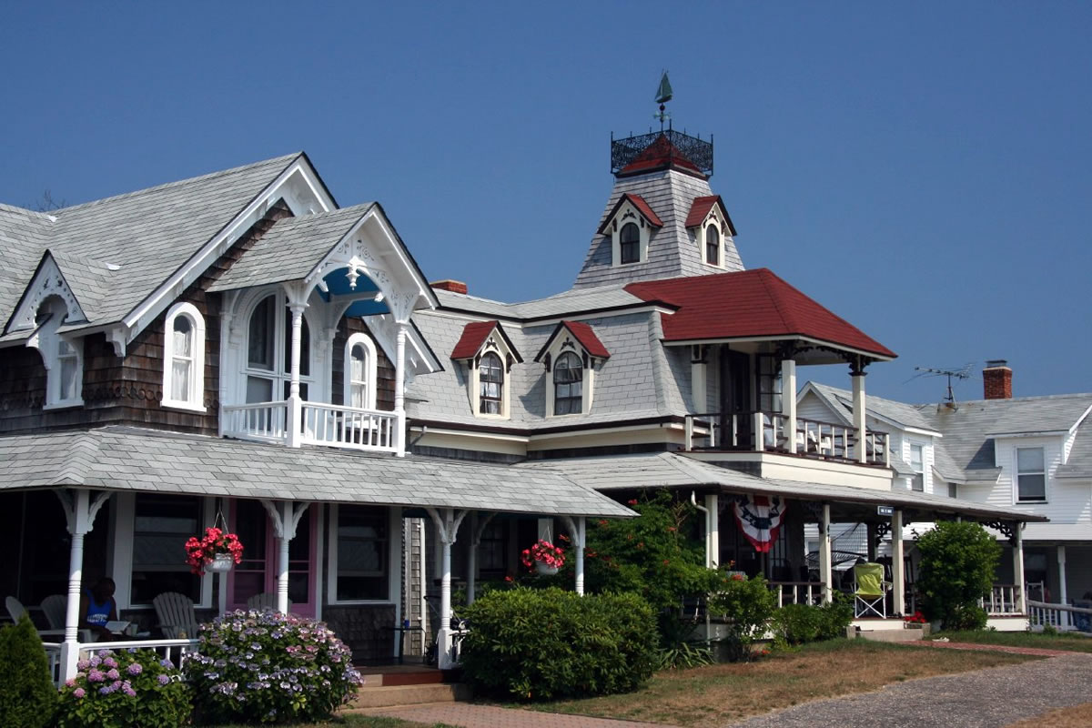 Victorian houses in Oak Bluffs, Martha's Vineyard MA