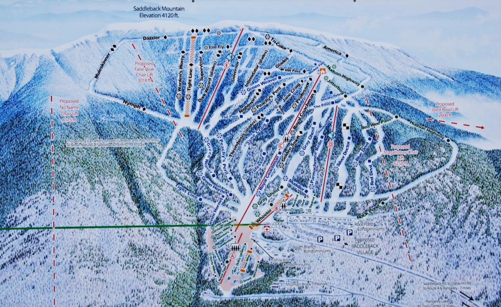 Saddleback Mountain trail map, Maine