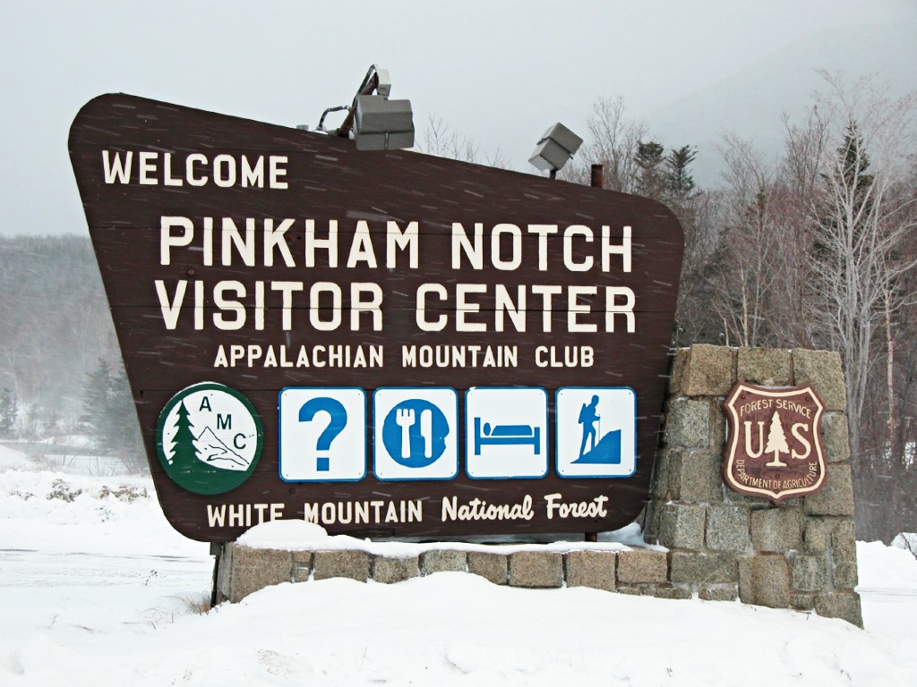 Pinkham Notch Visitor Center sign, Gorham NH