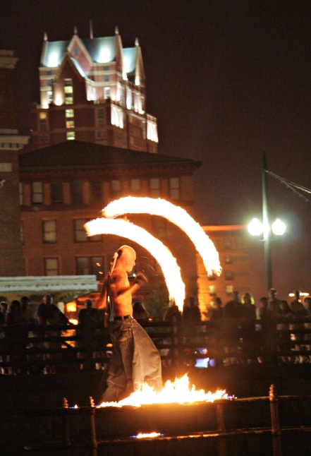 Performance artist Spark at Waterfire, Providence RI