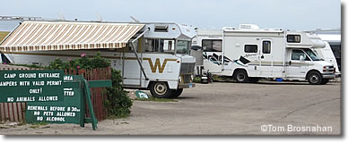 RVs at Charlestown Breachway Beach, Rhode Island