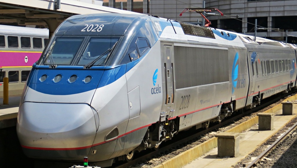 Amtrak Acela Express train at South Station, Boston MA