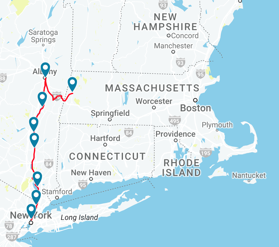 Amtrak's Berkshire Flyer train route map